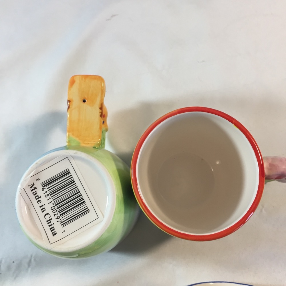 4 vintage ceramic animal mug set dog pig bear dear - Picture 4 of 12